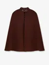 Gucci Brown Cape With Iconic Clamp And Gg All-over Motif Interior In Wool Woman In Brown