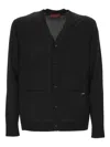 Gucci Fine Wool Knit Cardigan With Intarsia In Black