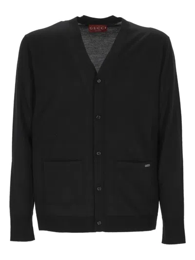 Gucci Wool Cardigan In Black