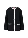 Gucci Tweed Wool Cardigan With Embroidery In Black