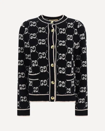 Gucci Wool Cardigan In Black