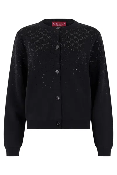 Gucci Wool Cardigan In Black