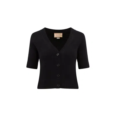 Gucci Wool Cardigan In Black