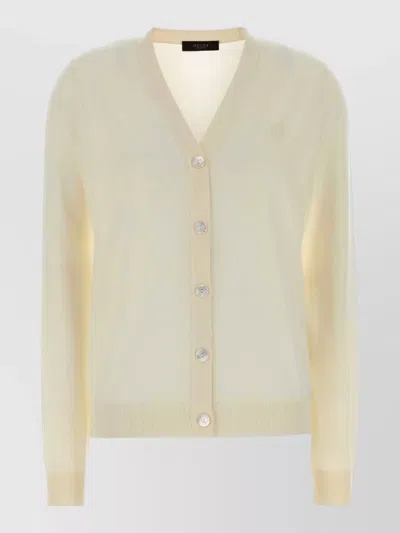 Gucci Wool Cardigan Long Sleeves V Neckline In Neutral