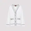 Gucci Incrocio Gg Ribbed-knit Cardigan In White Blue