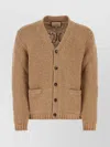 GUCCI WOOL CARDIGAN WITH FRONT POCKETS AND RIBBED TEXTURE