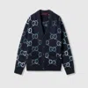 Gucci Sweater With Gg Intarsia In Blue
