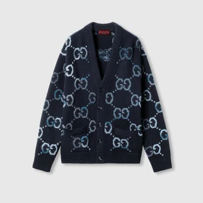 GUCCI GUCCI WOOL CARDIGAN WITH GG INTARSIA