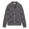 Gucci Wool Cardigan With Gg Intarsia 'grey' In Gray