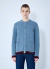 Gucci Men Wool Cardigan With Intarsia In Blue