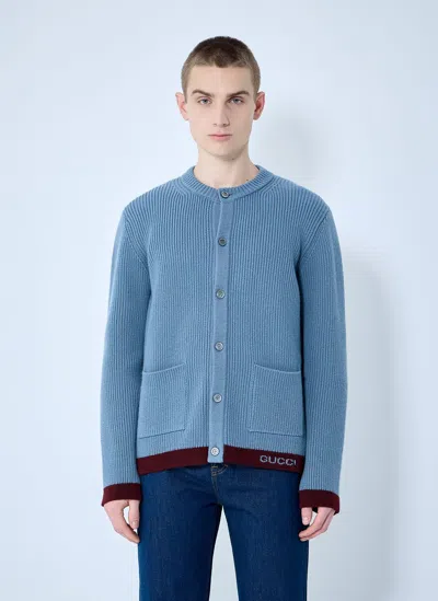GUCCI WOOL CARDIGAN WITH INTARSIA