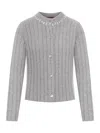 Gucci Women Wool Cardigan With Jewel Details In Gray