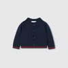 Gucci Wool Cardigan With Web In Blue