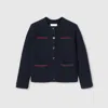 Gucci Wool Cardigan With Web In Blue