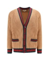 GUCCI WOOL CARDIGAN WITH WEB DETAIL