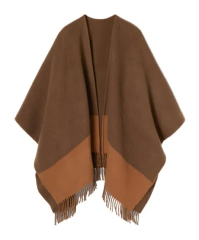 Gucci Wool Cashmere Cape In Brown