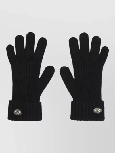Gucci Wool Cashmere Gloves Gg Logo Knit