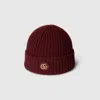 Gucci Wool Cashmere Hat With Double G In Bordeaux