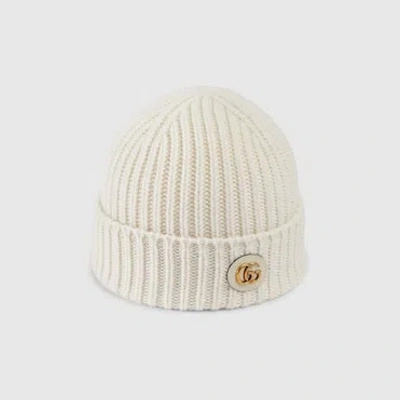 Gucci Wool Cashmere Hat With Double G In White