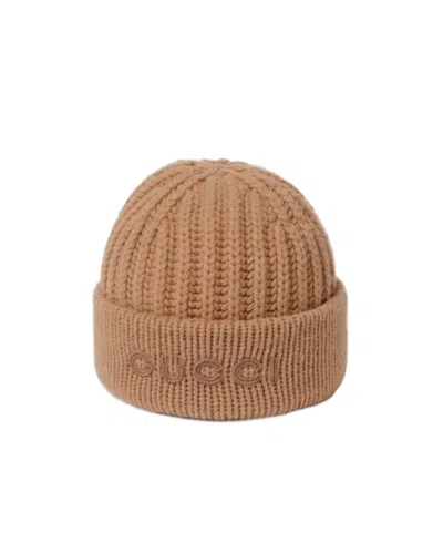Gucci Wool Cashmere Hat With Embroidery In Black