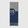 Gucci Wool Cashmere Scarf With Interlocking G In Grey