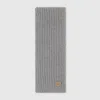 Gucci Wool Cashmere Scarf With Patch In Grey