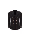 Gucci Men Double-breasted Check Blazer In Black