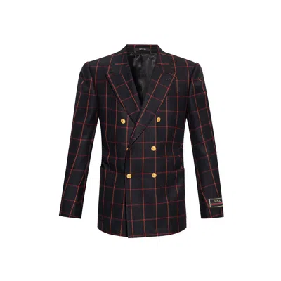 Gucci Wool Checked Blazer Men In Multi