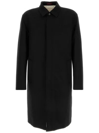 Gucci Wool Coat With Long Sleeves And Side Pockets In Black