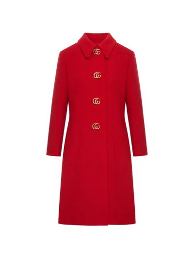 Gucci Wool Coat In Red