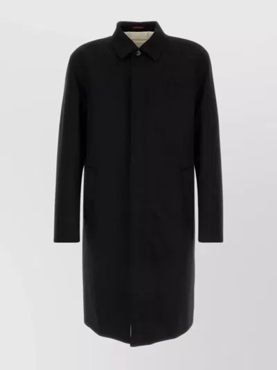 Gucci Wool Coat With Long Sleeves And Side Pockets In Black