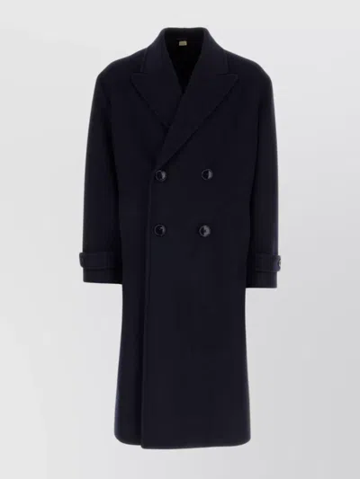 Gucci Wool Coat With Notch Lapels And Back Belt Detail In Metallic