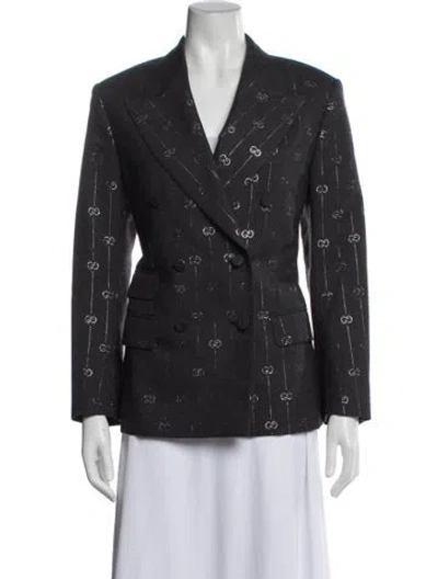 Pre-owned Gucci Wool Colorblock Pattern Blazer In Gray