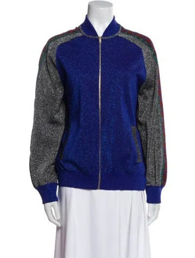 Pre-owned Gucci Wool Colorblock Pattern Bomber Jacket