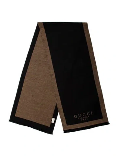 Pre-owned Gucci Wool Colorblock Pattern Shawl In Black