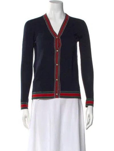 Pre-owned Gucci Wool Colorblock Pattern Sweater In Blue