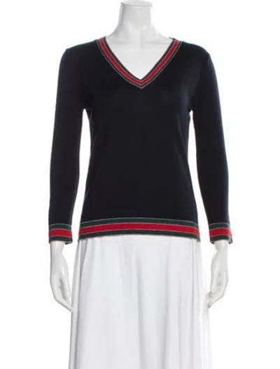 Pre-owned Gucci Wool Colorblock Pattern Sweater In Blue
