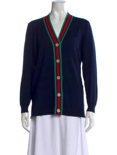 Pre-owned Gucci Wool Colorblock Pattern Sweater In Blue
