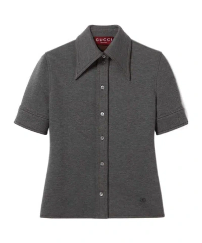 Gucci Wool Cotton Jersey Shirt In Gray