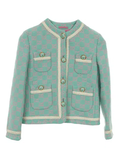 Pre-owned Gucci Wool-cotton Tweed Jacket In Green