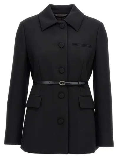 Gucci Wool Crepe Jacket In Black