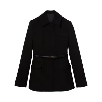 Pre-owned Gucci Wool Crepe Jacket '1000 Black' | Women's Size 40