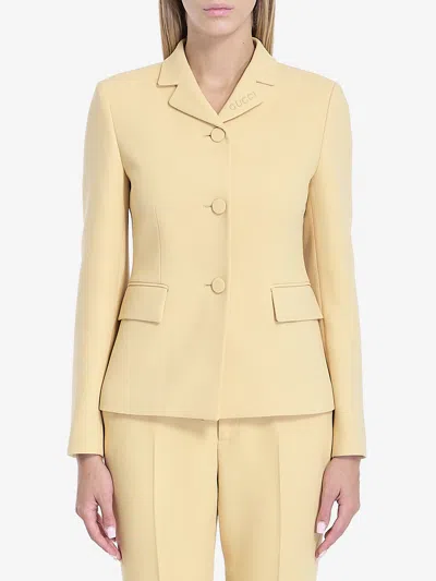 Gucci Wool Crêpe Jacket In Yellow