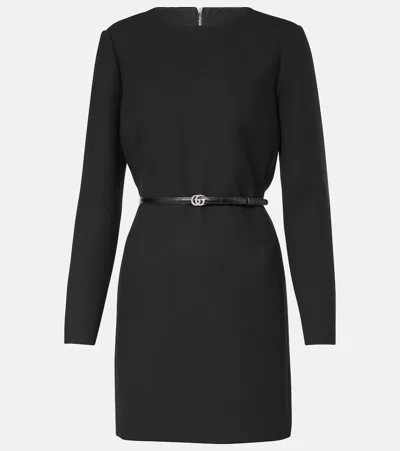 Gucci Wool Crêpe Minidress In Black