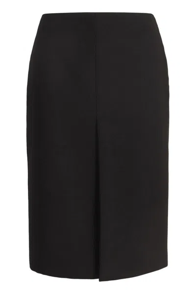 Gucci Wool Crepe Skirt In Black