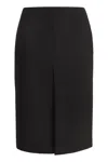 Gucci Black High Waist Skirt With Logo Lettering On Waist And Zip Puller In Wool Woman In Black