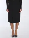 Gucci Draped Wool Midi Skirt In Black
