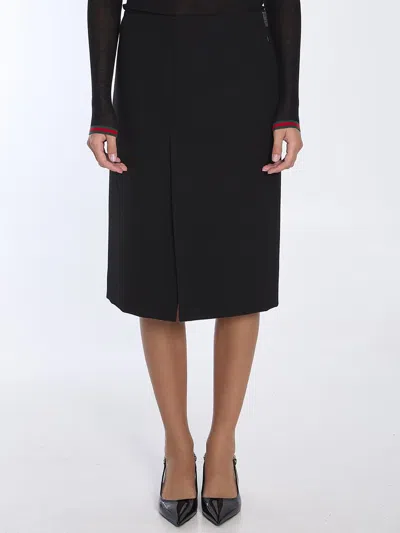 Gucci Women's Wool Crãªpe Skirt In Black