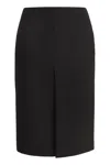 Gucci Black High Waist Skirt With Logo Lettering On Waist And Zip Puller In Wool Woman In Black