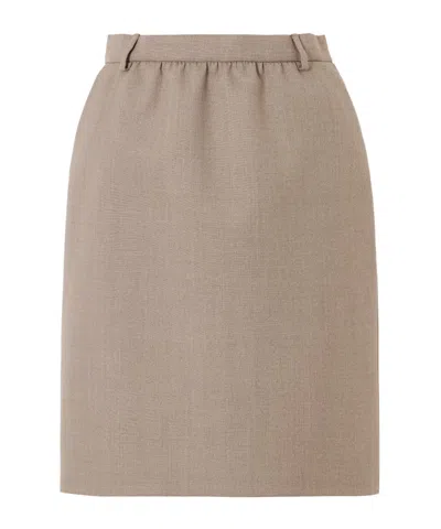 Gucci Wool Crepe Skirt In Brown